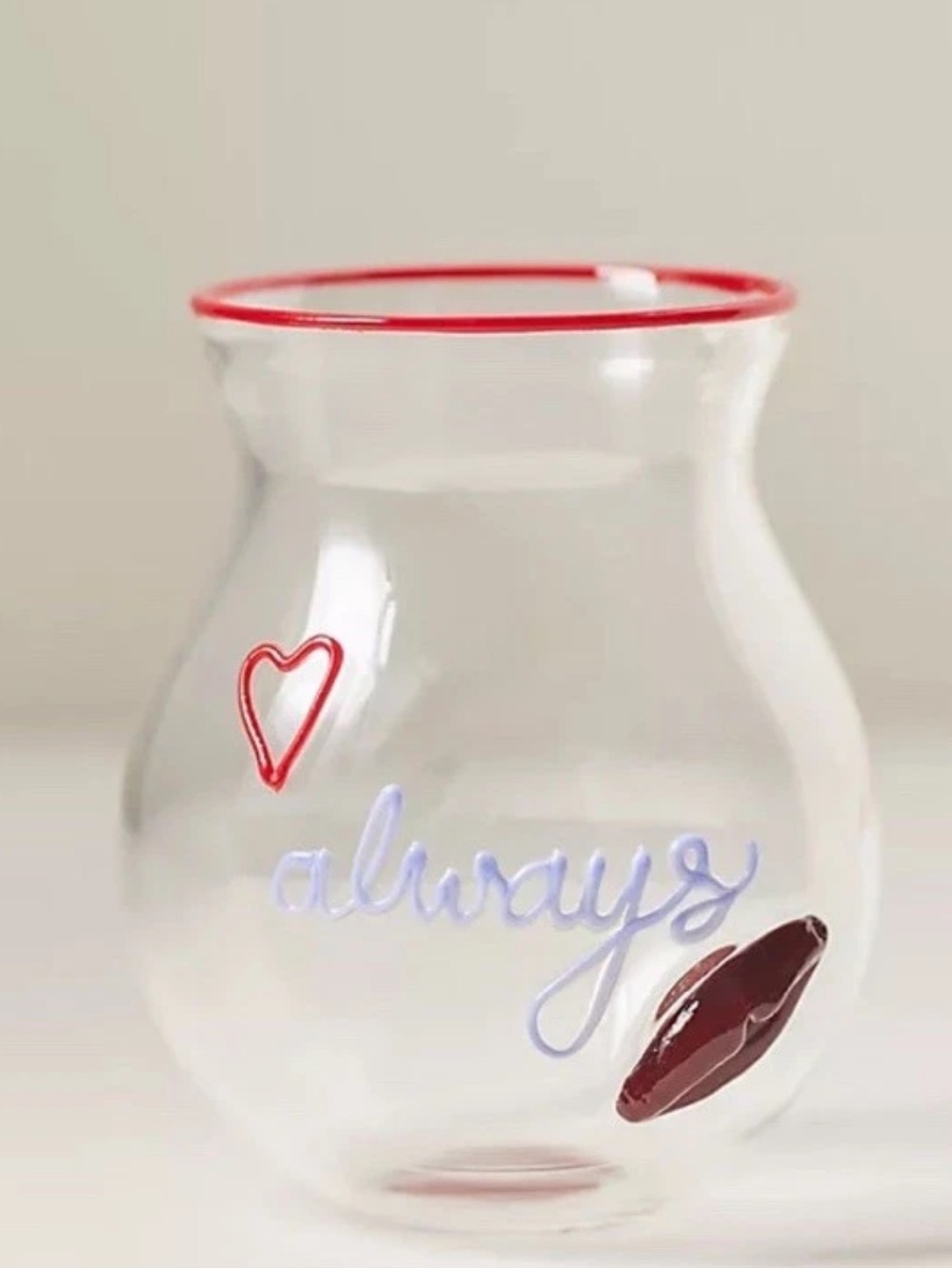 NWT Anthropologie Glass ALWAYS Vase Handblown LOVE NOTES COLL. Unique MSRP $44